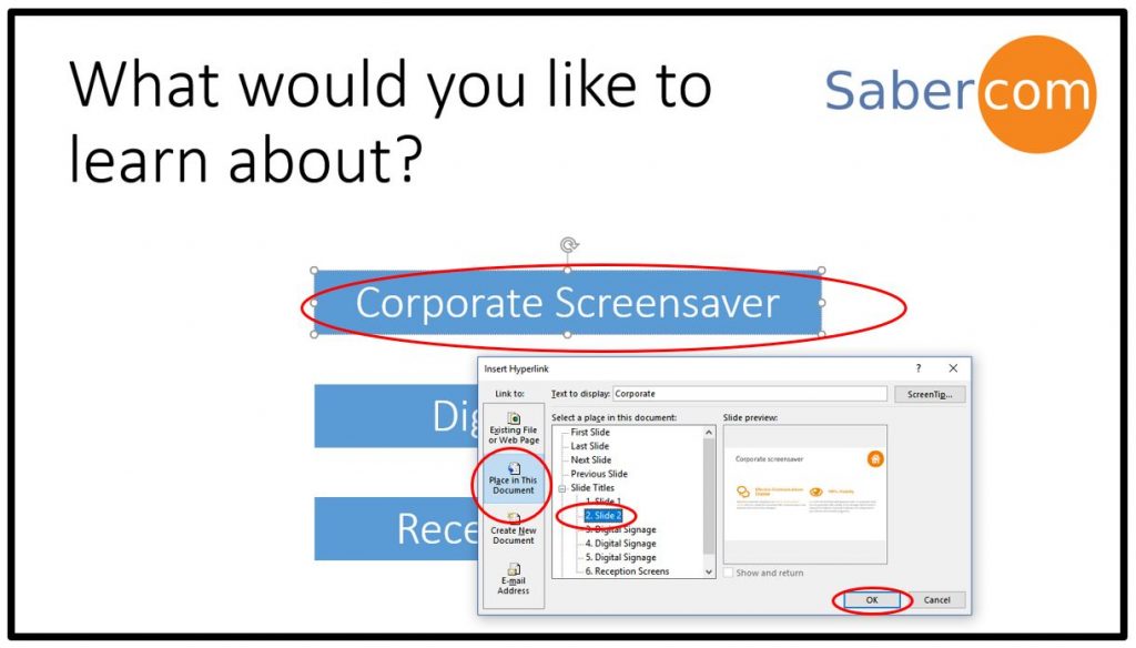 How to hyperlink to a slide in a PowerPoint presentation