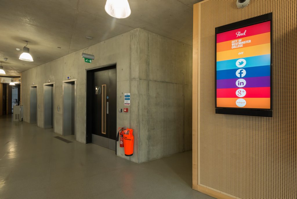 digital display screen located in lift lobby